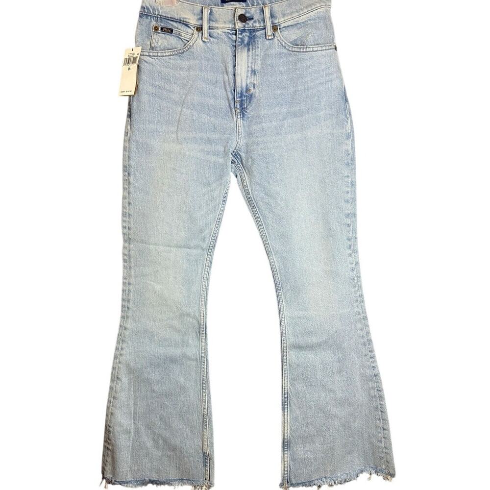 Polo Ralph Lauren Sharon Crop Flare Jeans 25 Light Wash Raw Hem NWT $168